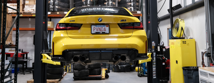 BMW G80 M3 Super Low air suspension on lift