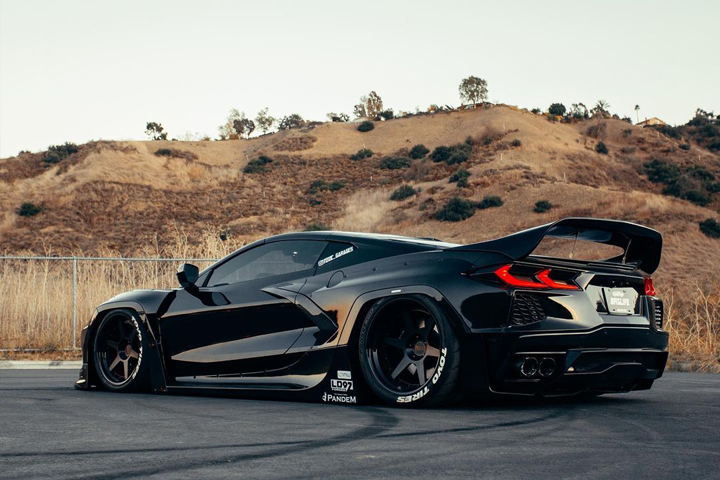 Bagged C8 Corvette rear