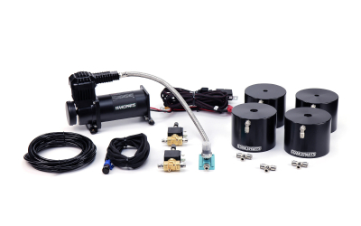 Stanceparts tankless 4-corner Air Cup System with air line, switch, valves, compressor, and cups