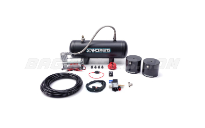 Stanceparts Complete 2 Corner Air Cup System with air line, switch, valve, compressor, tank and air cups
